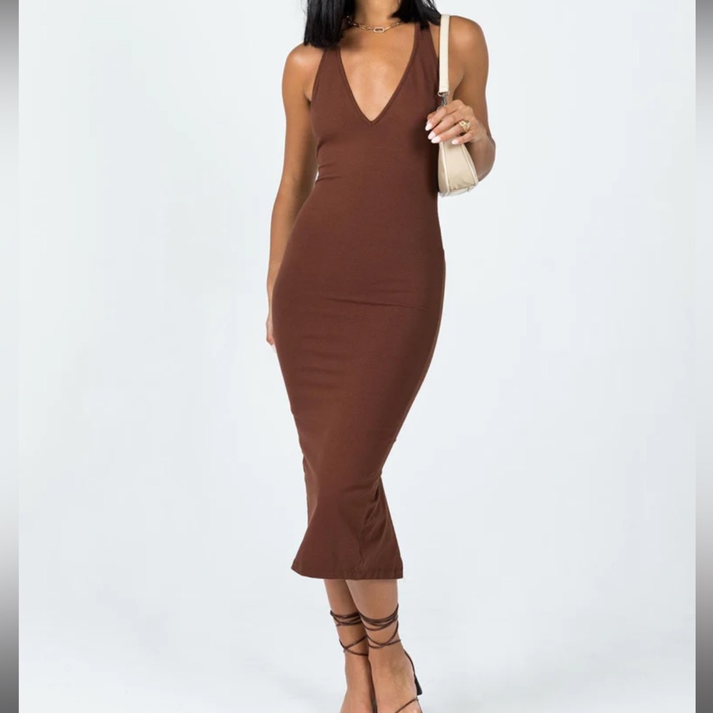Brown Midi Halter Dress